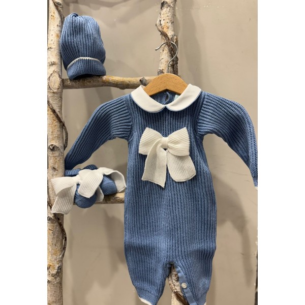 SET CORREDINO IN FILO CON FIOCCO, TUTINA CAPPELLINO E BABBUCCE