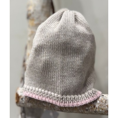 CAPPELLINO IN PURA LANA LE DODO'
 Taglia-1 mese Colore-MIELE\ROSA