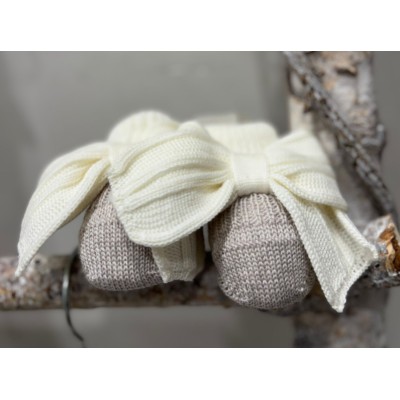 SCARPINE IN PURA LANA CON FIOCCO LE DODO'
 Taglia-Taglia unica Colore-MIELE\BIANCO