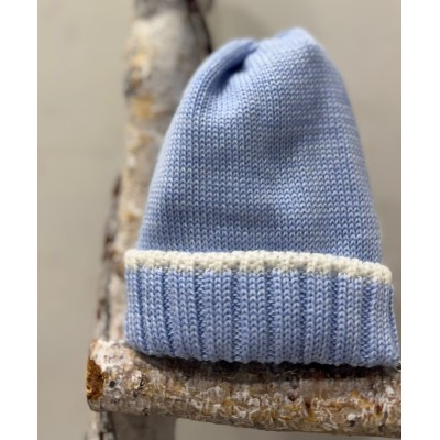 CAPPELLINO IN PURA LANA LE DODO'
 Taglia-Taglia 1 Colore-CELESTONE\BIANCO