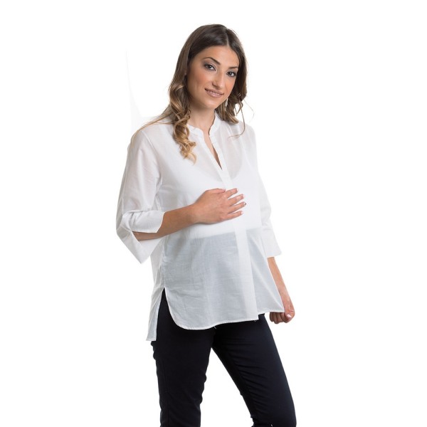 CAMICIA IN TELA DI COTONE CON COLLO COREANO
