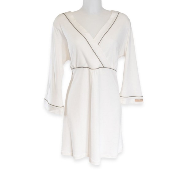 CAMICIA NOTTE PREMAMAN & ALLATTAMENTO - IVORY