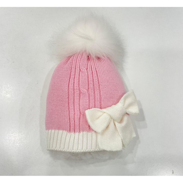 CAPPELLINO POMPON CON FIOCCO AURORA