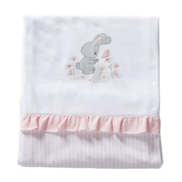 COPERTA NEONATA IN PIQUET CON STAMPA CONIGLIETTO
