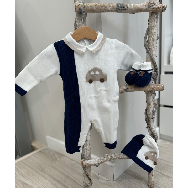 SET CORREDINO IN FILO CON INTARSIO MACCHININA, TUTINA, CAPPELLINO E BABBUCCE
