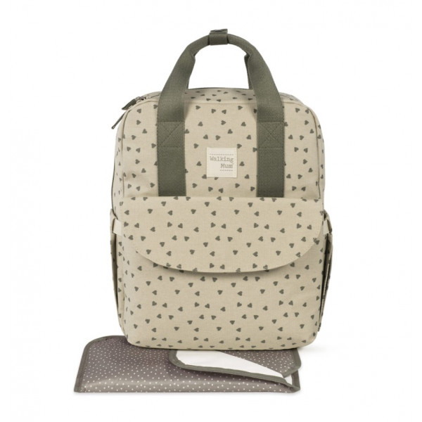 BORSA A ZAINO PER PASSEGGINO POPPY MOSS CON CUORI