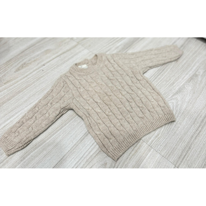 Maglione con trecce in pura lana merino Criscuolo Kids