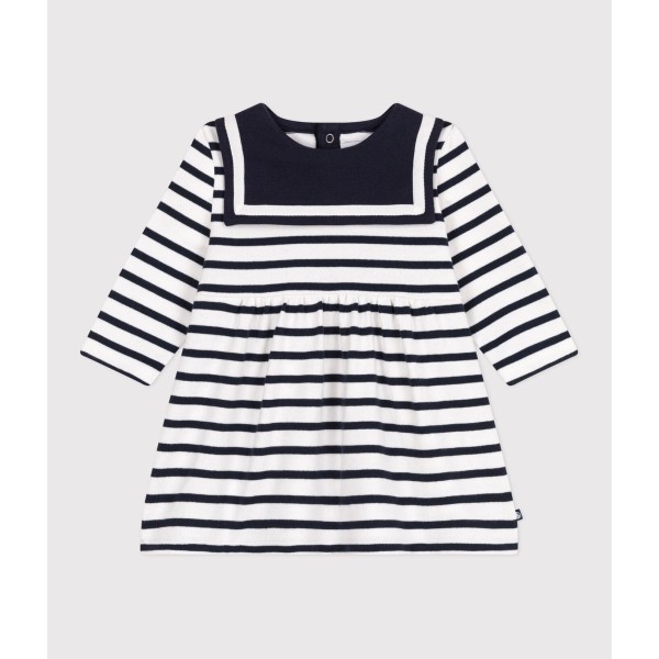 ABITO A MANICHE LUNGHE IN COTONE SPESSO A RIGHE PETIT BATEAU