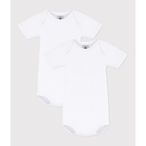CONFEZIONE DA 2 BODY BIANCHI MANICA CORTA BEBÈ. PETIT BATEAU