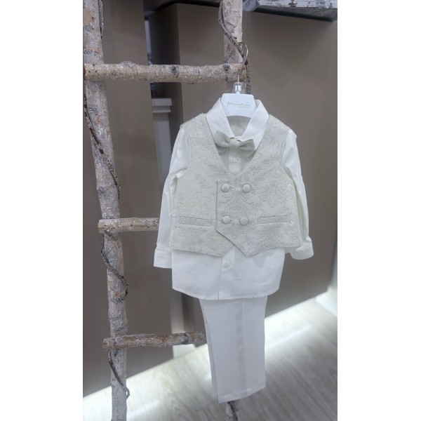 COMPLETO 4 PEZZI CERIMONIA LUNGO MINU'(GILET + CAMICIA + PANTALONE + PAPILLON)