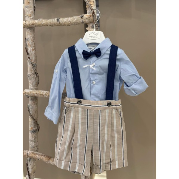 COMPLETO 2 PZ CAMICIA BODY E BERMUDA RIGATO I DELFI