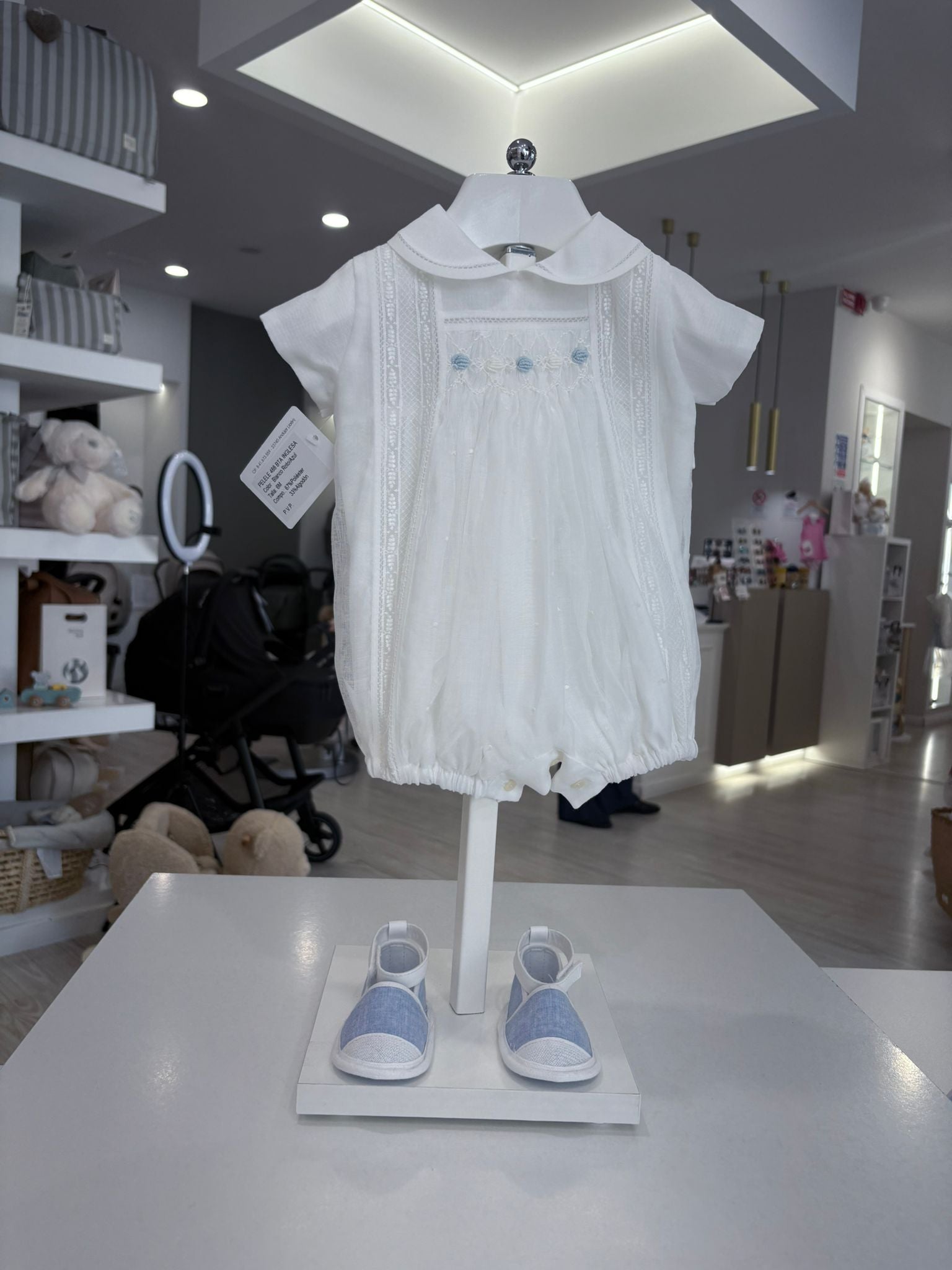 PAGLIACCETTO ELEGANTE CERIMONIA PER NEONATO CON PIZZO CHARO