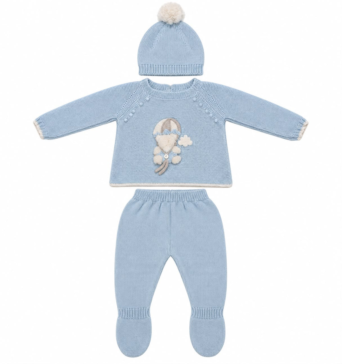 SET CORDINATO IN MAGLIA 3 PEZZI CON APPLICAZIONE ORSETTO MAC ILLUSION