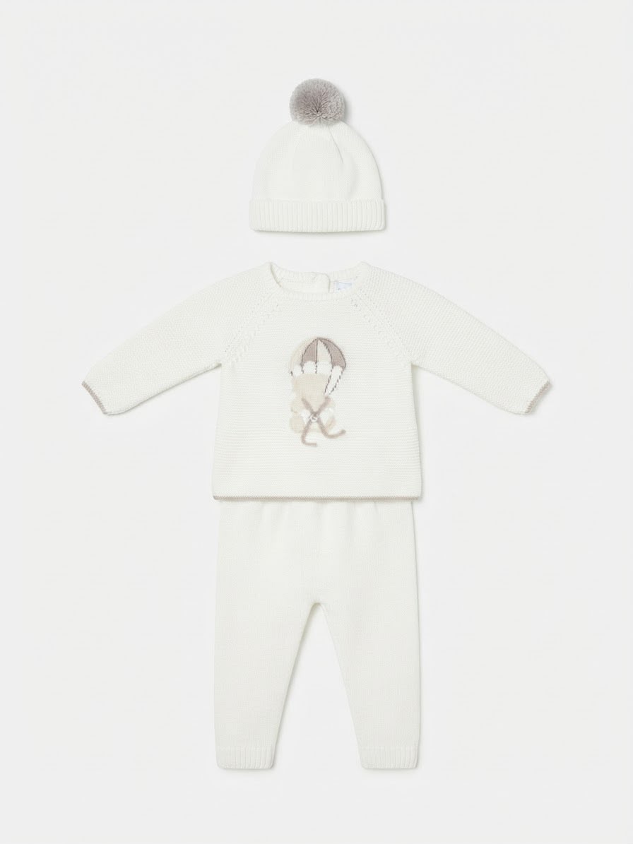 SET CORDINATO IN MAGLIA 3 PEZZI CON APPLICAZIONE ORSETTO MAC ILLUSION