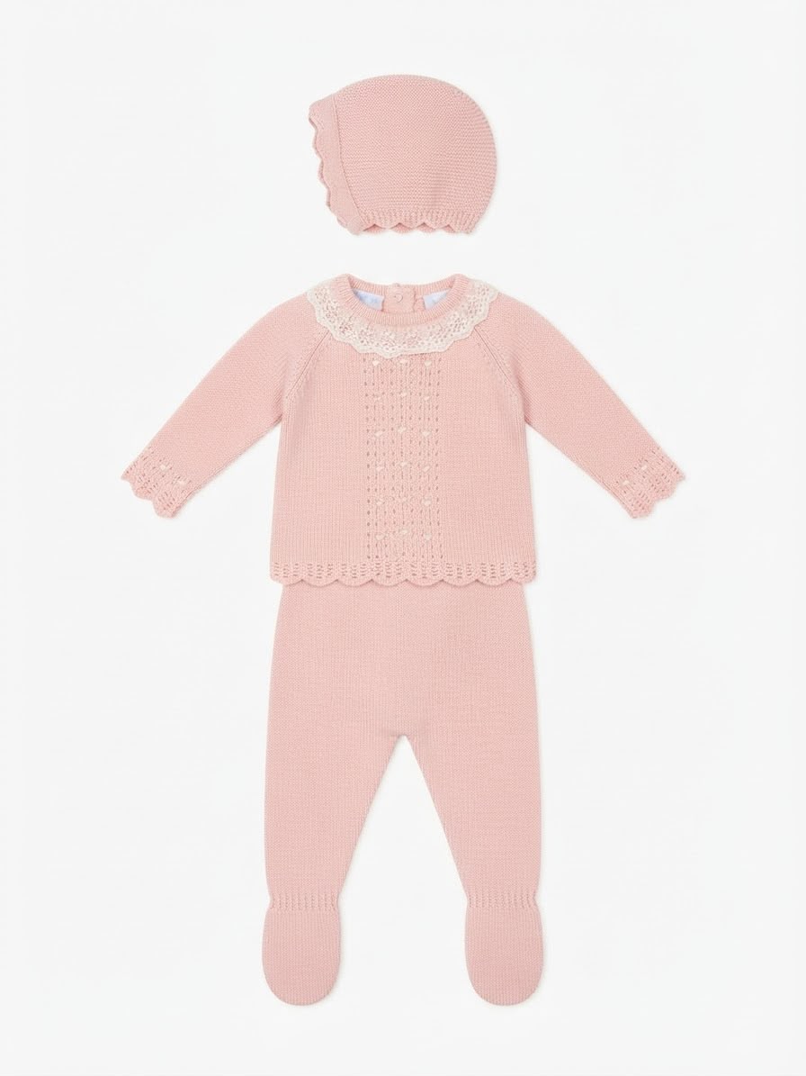 SET CORDINATO IN MAGLIA 3 PEZZI CON COLLETTO IN PIZZO MAC ILLUSION