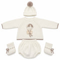 SET CORDINATO IN MAGLIA 4 PEZZI CON APPLICAZIONE ORSETTO MAC ILLUSION