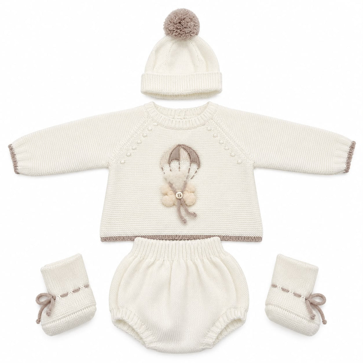 SET CORDINATO IN MAGLIA 4 PEZZI CON APPLICAZIONE ORSETTO MAC ILLUSION