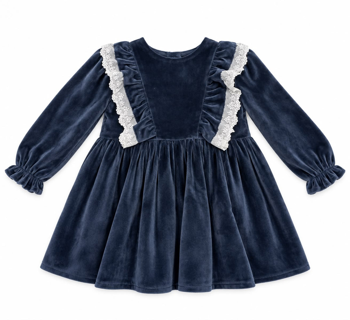 ABITO IN VELLUTO CON VOLANT DECORATI IN PIZZO MAC ILLUSION