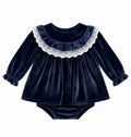 COMPLETO IN VELLUTO CON VOLANT DECORATI IN PIZZO MAC ILLUSION
