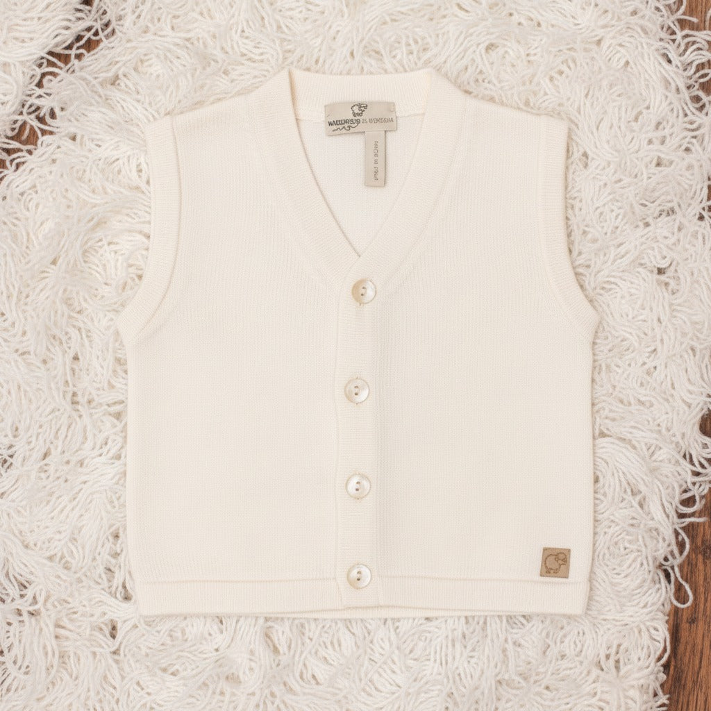 GILET IN MAGLIA NEONATI IN PURO COTONE BIO MAGLIFICIO DI VERONA
