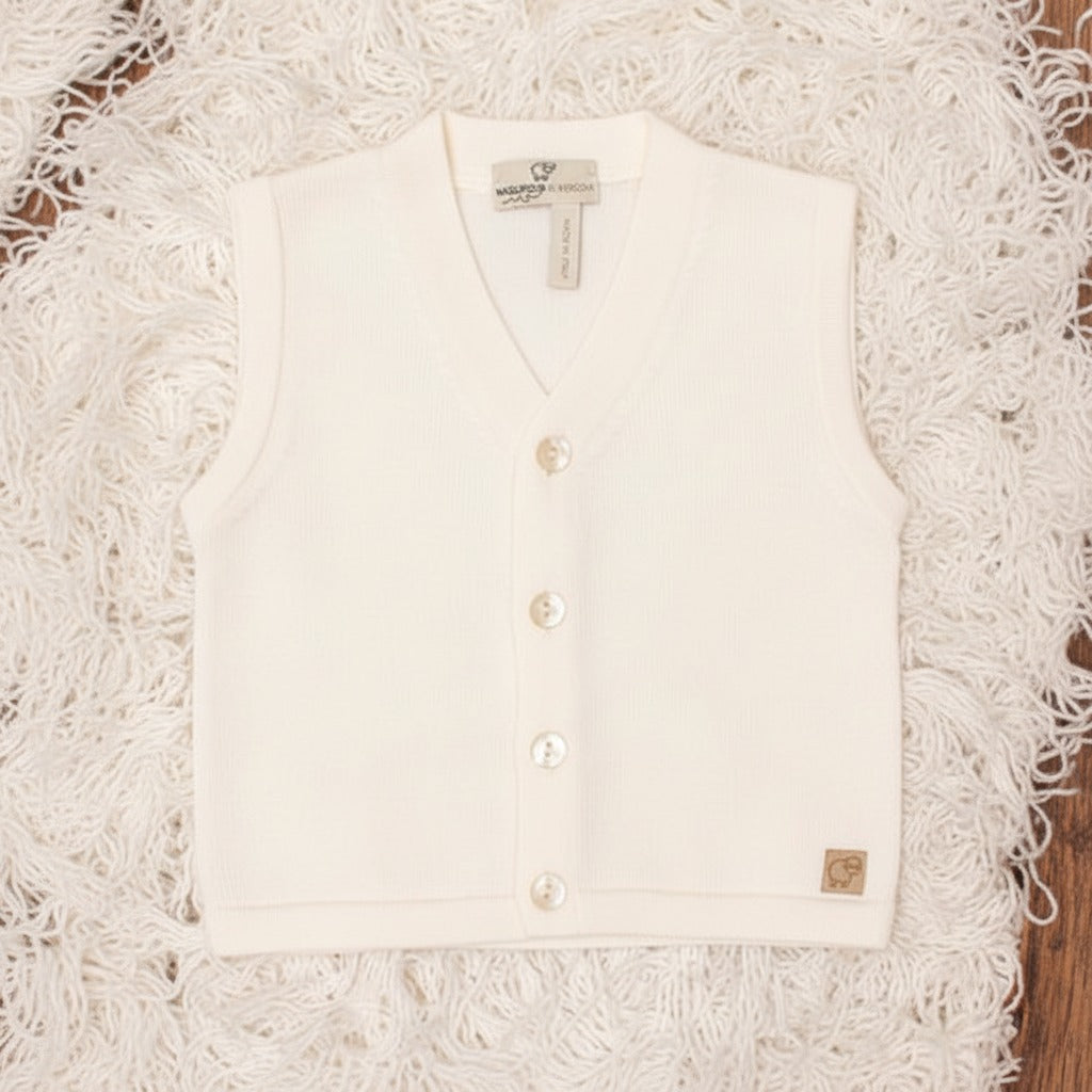GILET IN MAGLIA NEONATI IN PURO COTONE BIO MAGLIFICIO DI VERONA