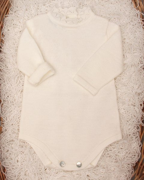 BODY NEONATA MERLETTI IN PURA LANA MERINO MAGLIFICIO DI VERONA