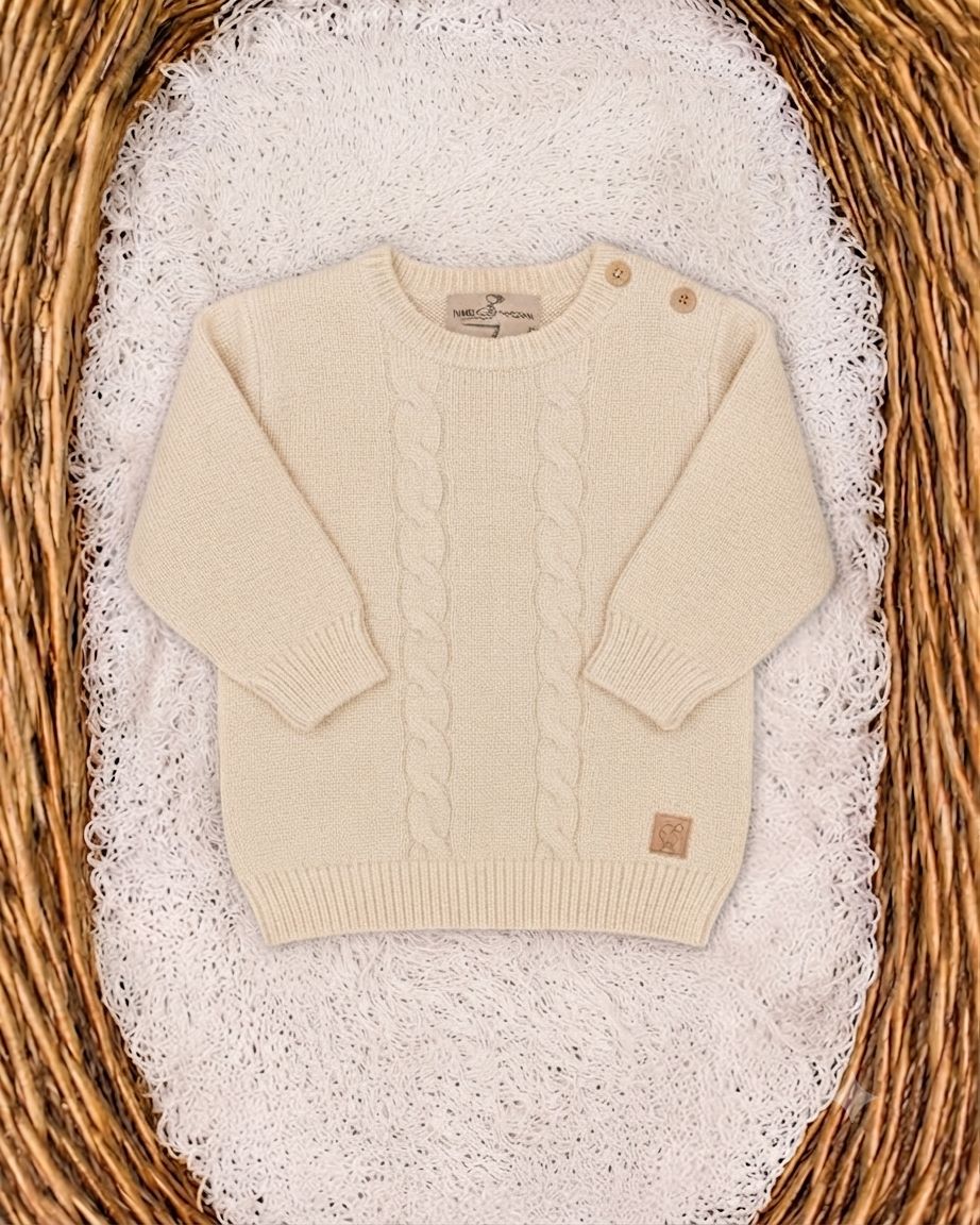 MAGLIA CON TRECCE IN PURA LANA MERINO ULTRAFINE MAGLIFICIO DI VERONA