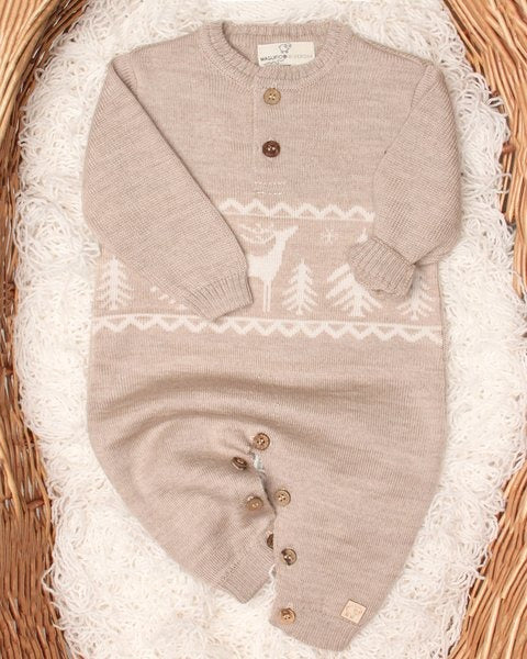 TUTINA NEONATO JACQUARD IN PURA LANA VERGINE MERINO EXTRAFINE MAGLIFICIO DI VERONA