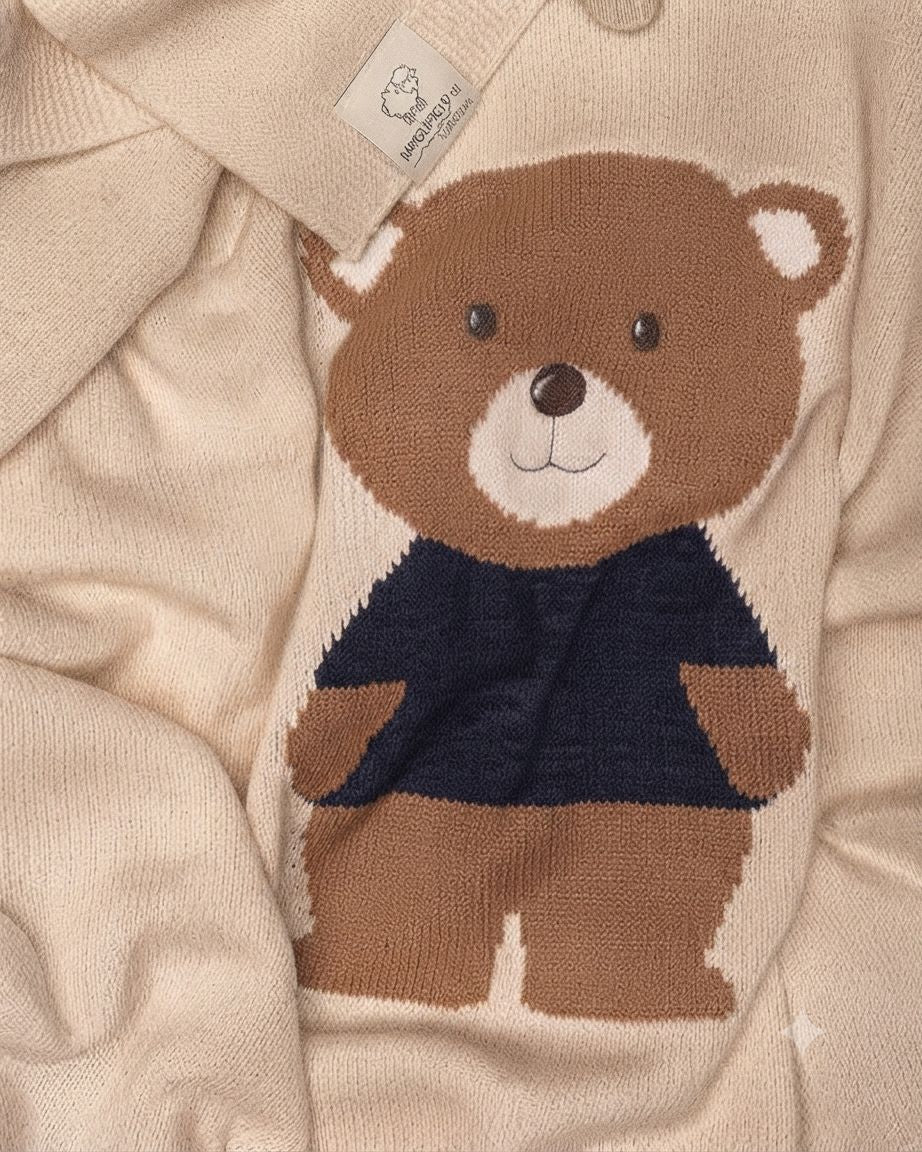 COPERTINA ORSETTO UNISEX IN PURA LANA MERINO MAGLIFICIO DI VERONA