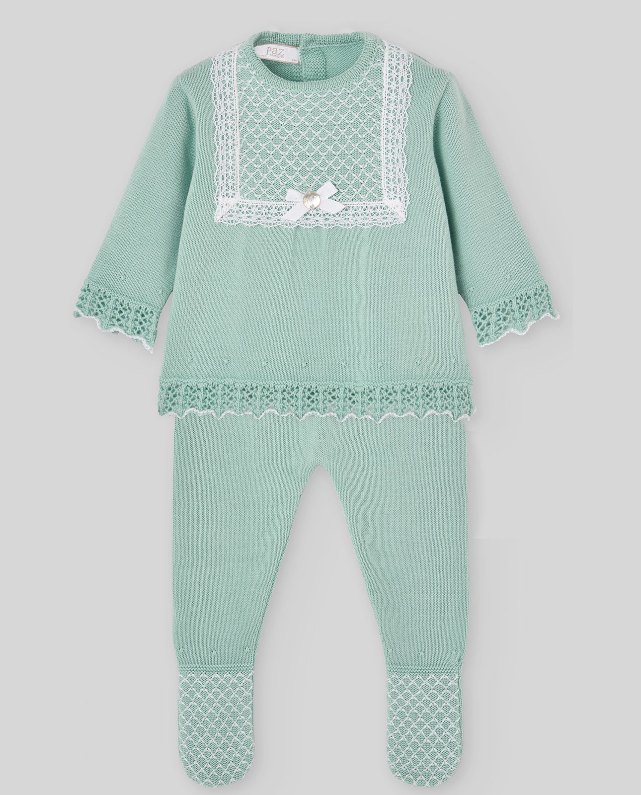 COMPLETO NEONATA IN MAGLIA CON PIZZO PAZ RODRIGUEZ