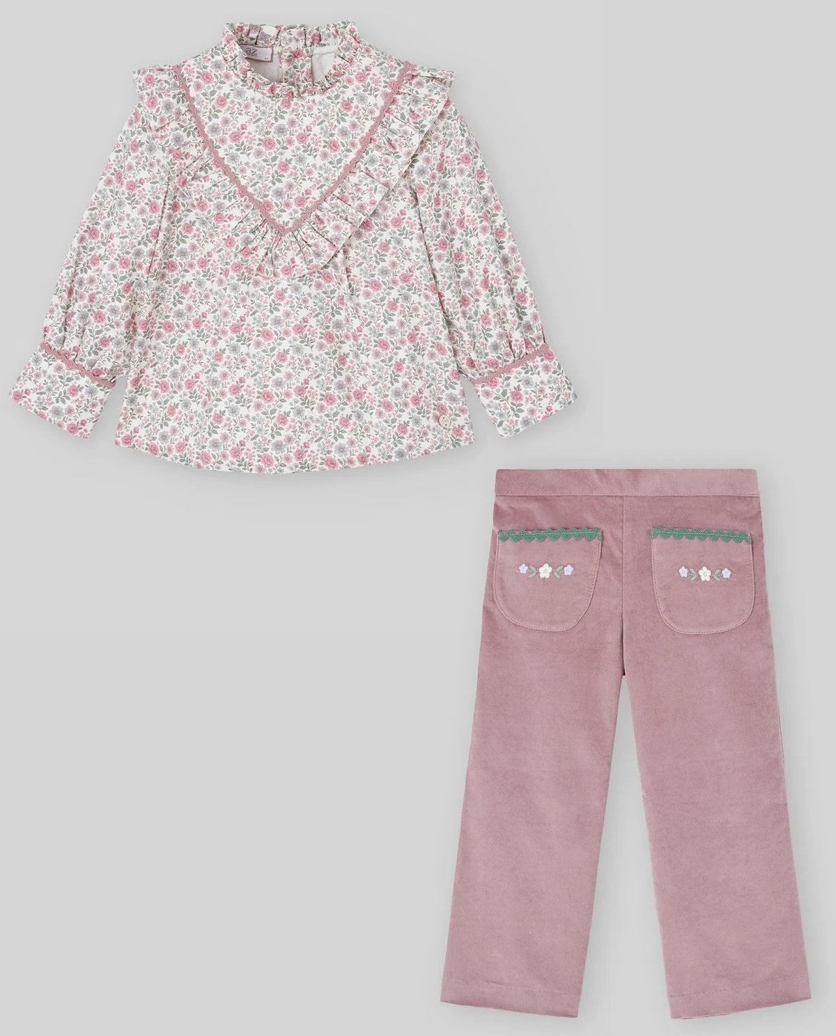 COMPLETO DUE PEZZI BLUSA FLOREALE E PANTALONI PAZ RODRIGUEZ