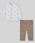 COMPLETO DUE PEZZI CAMICIA CON STAMPA E PANTALONI IN VELLUTO PAZ RODRIGUEZ