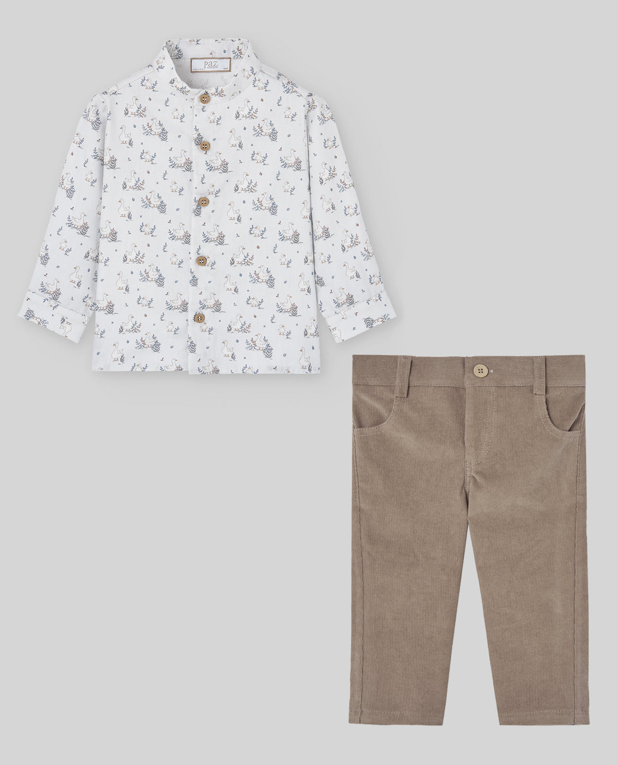 COMPLETO DUE PEZZI CAMICIA CON STAMPA E PANTALONI IN VELLUTO PAZ RODRIGUEZ