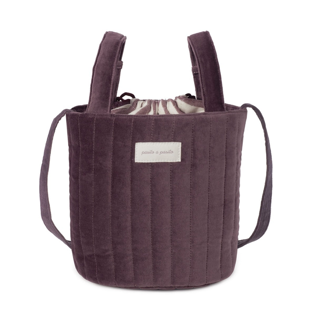 BORSA BUCKET CHERRY VELVET PASITO A PASITO