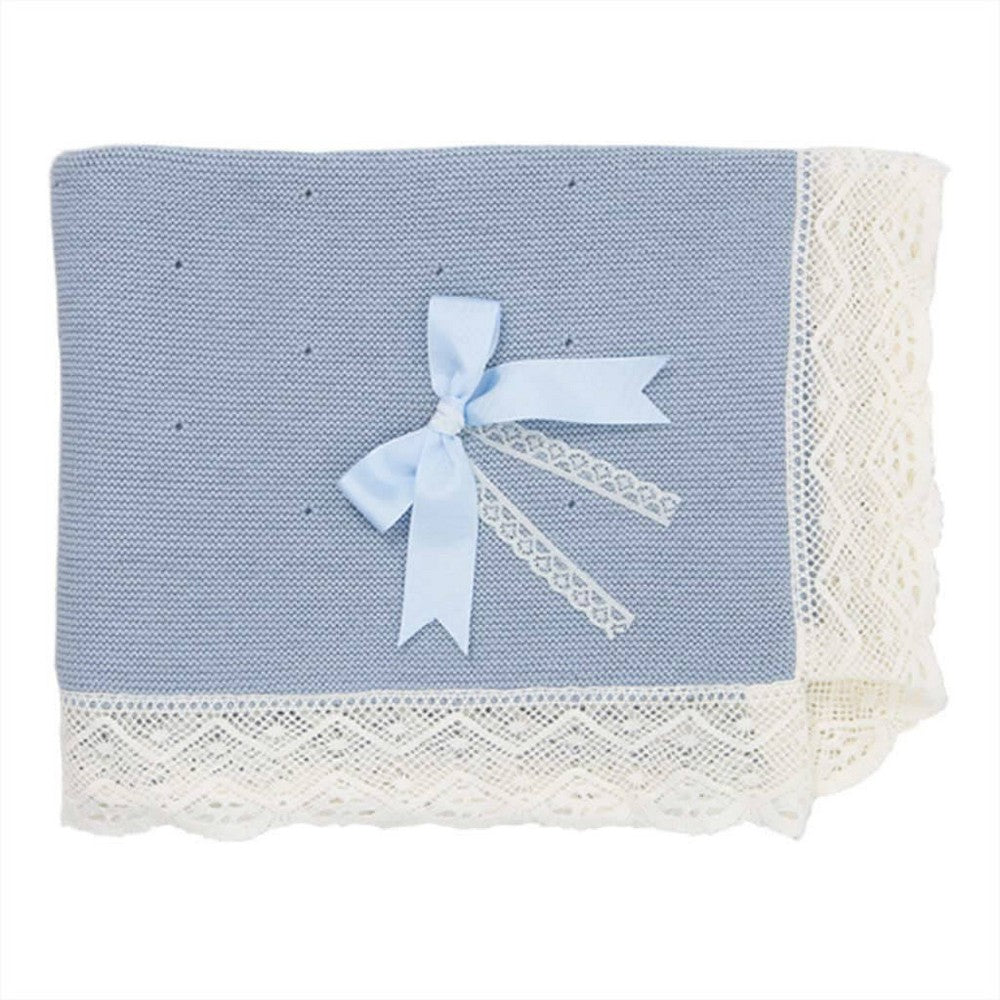 COPERTA IN COTONE CON PIZZO/FIOCCO PANGASA
