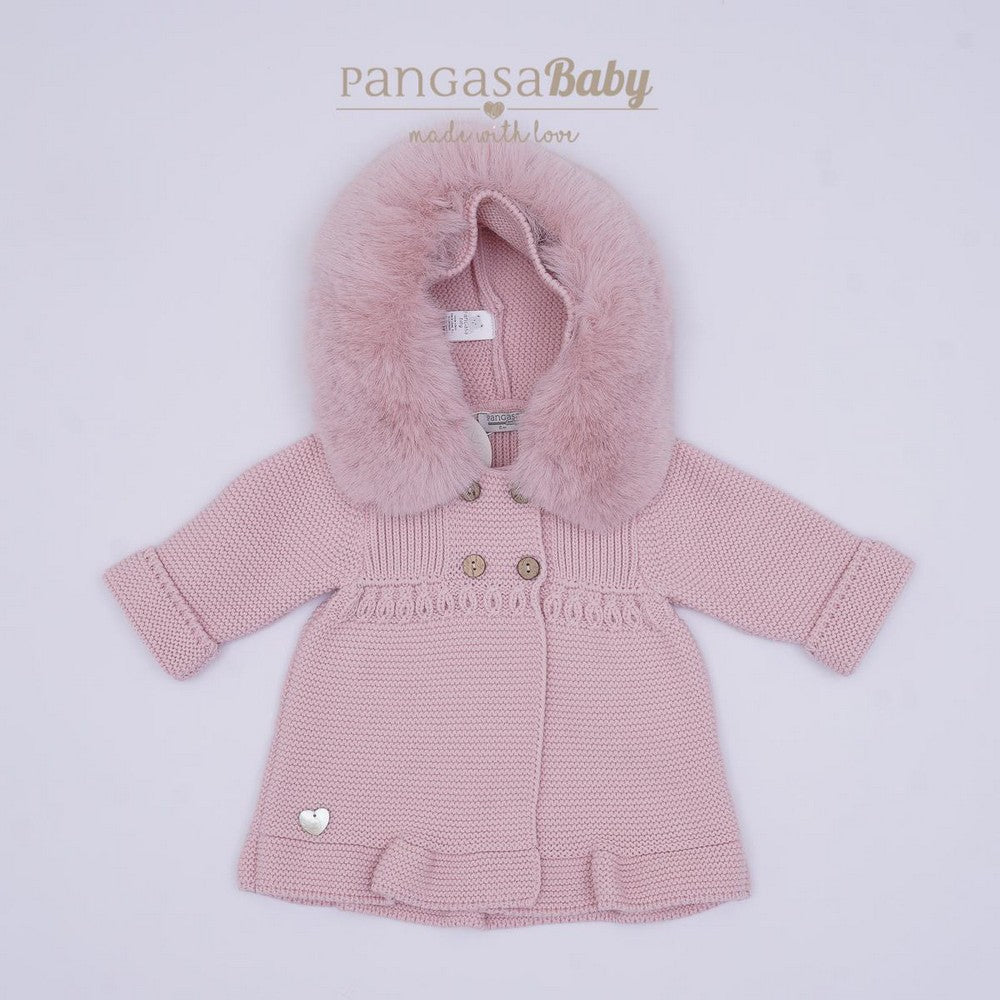 TRENCH IN MAGLIA CON CAPPUCCIO E PELLICCIA NATURALE PANGASA
