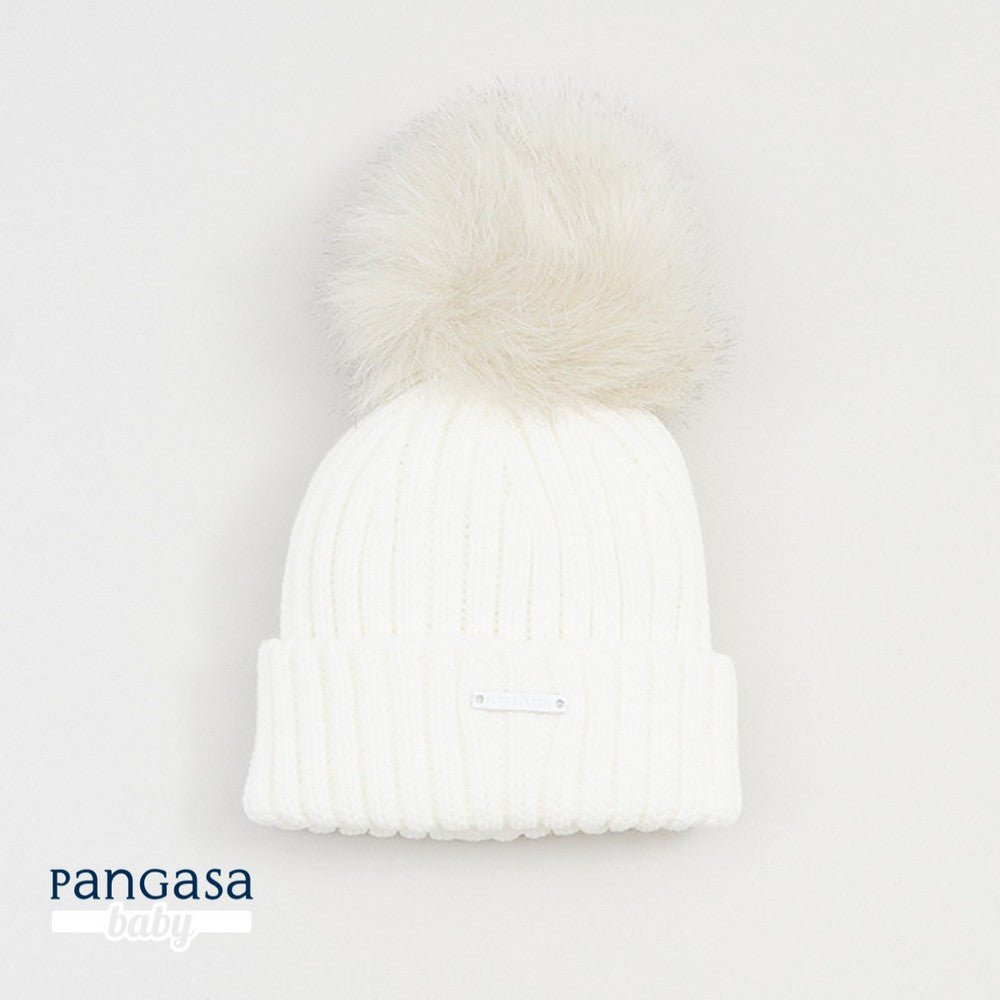 CAPPELLINO IN MAGLIA CON POMPON NATURALE PANGASA