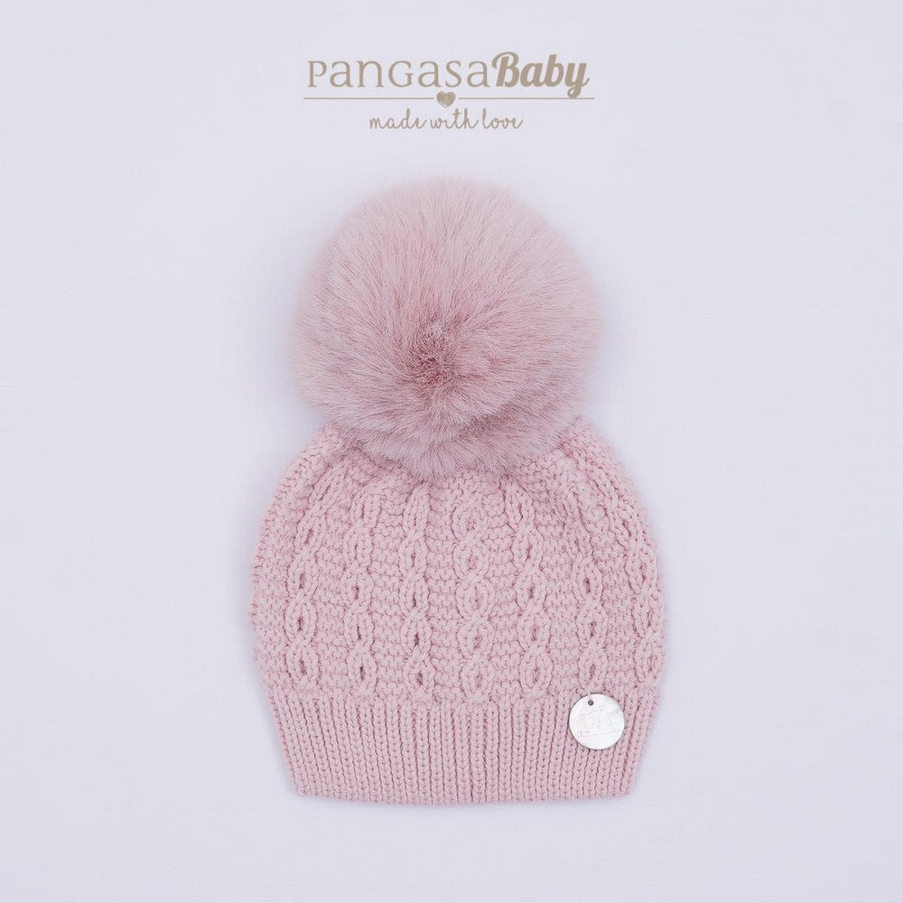 CAPPELLINO IN MAGLIA CON POMPON NATURALE PANGASA
