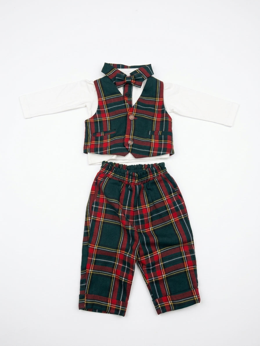 COMPLETO 3 PEZZI GILET, POLO, PANTALONE SCOZZESE NALU'