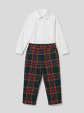 COMPLETO BAMBINO ELEGANTE: CAMICIA BIANCA E PANTALONI TARTAN SCOZZESE