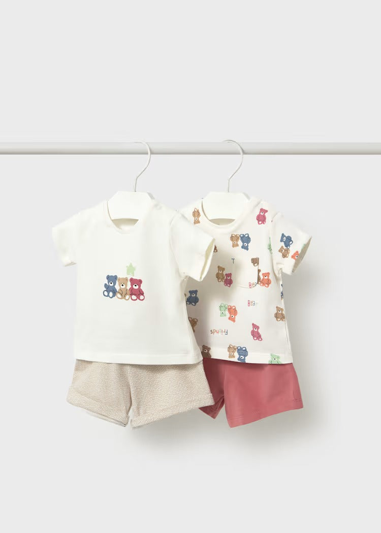 COMPLETO 4 PEZZI PANTALONE CORTO NEONATO MAYORAL