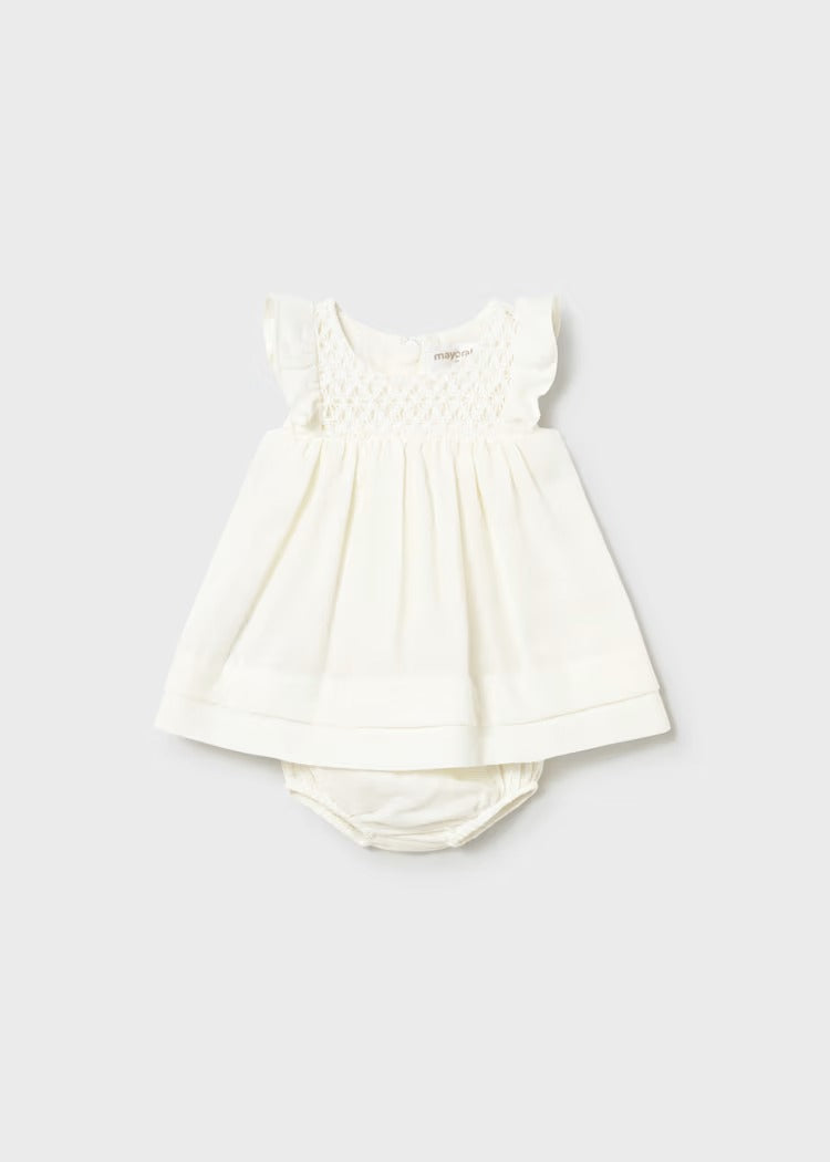 VESTITO ARRICCIATO CON COPRIPANNOLINO NEONATA MAYORAL