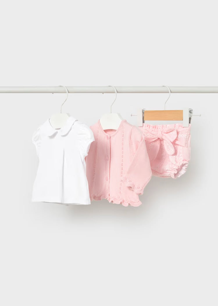 COMPLETO 3 PEZZI TRICOT NEONATA MAYORAL