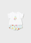 COMPLETO SHORTS STAMPATI E MAGLIETTA NEONATA MAYORAL