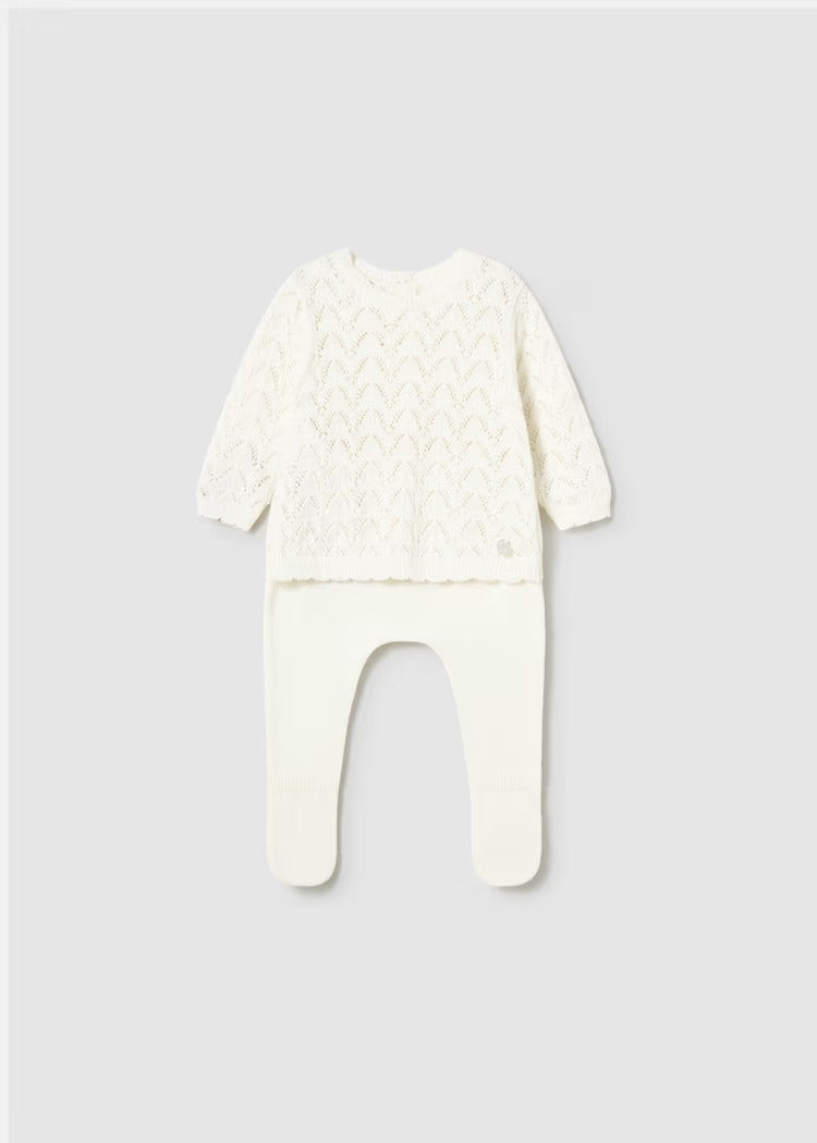 COMPLETO GHETTINA E MAGLIONCINO TRICOT NEONATA MAYORAL