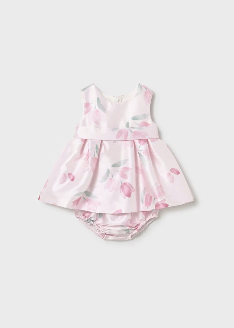 VESTITO CON FIORI E COPRIPANNOLINO CERIMONIA NEONATA MAYORAL