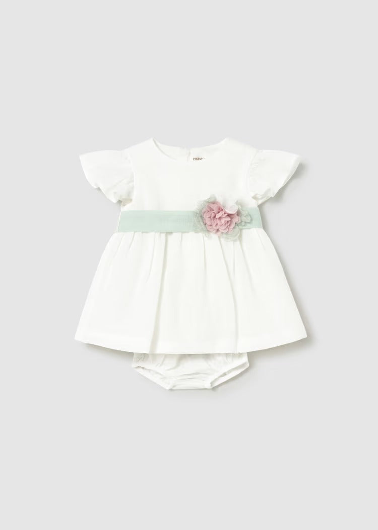VESTITO CON COPRIPANNOLINO E FUSCIACCA FLOREALE CERIMONIA MAYORAL
