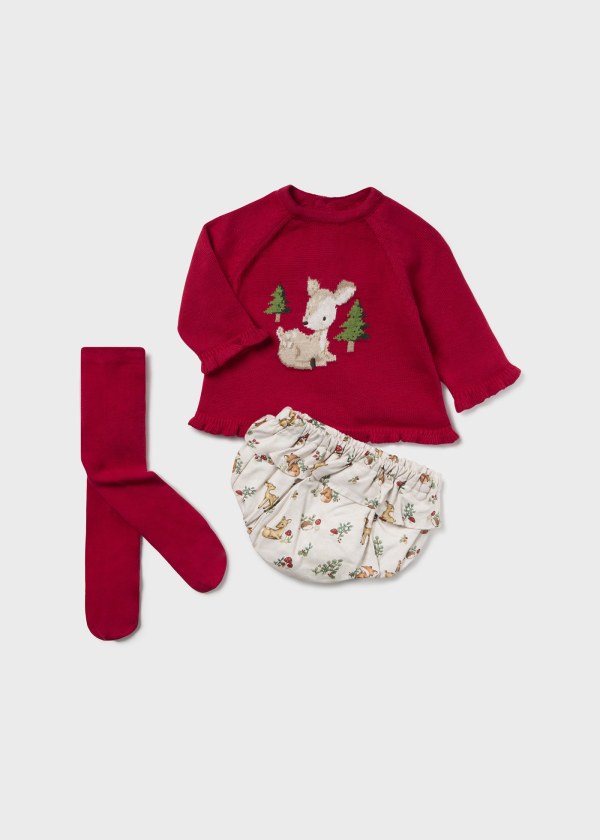 COMPLETO 3 PEZZI IN COTONE NEONATO-A MAYORAL