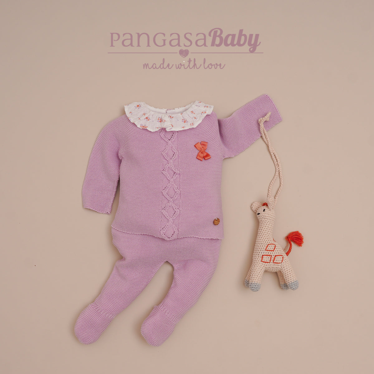 COMPLETO NEONATA CON COLLETTO FLOREALE PANGASA