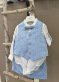 COMPLETO 3 PZ CAMICIA BODY + GILET FODERATO E BERMUDA I DELFI